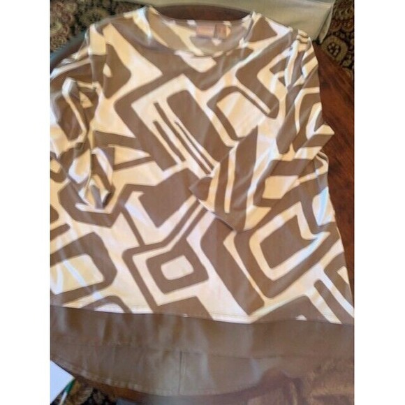 Chicos 2 Soft 12-14 Tunic Womens Geometric  Assymetric 3/4 Sleeve Plus Size - Picture 12 of 13
